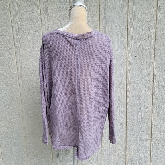 U/O out from under Waffle knit over sized relaxed fit longsleeve top pink sz XS - Picture 2 of 4